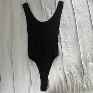 Black Scoop Neck & Scoop Back Bodysuit Tank